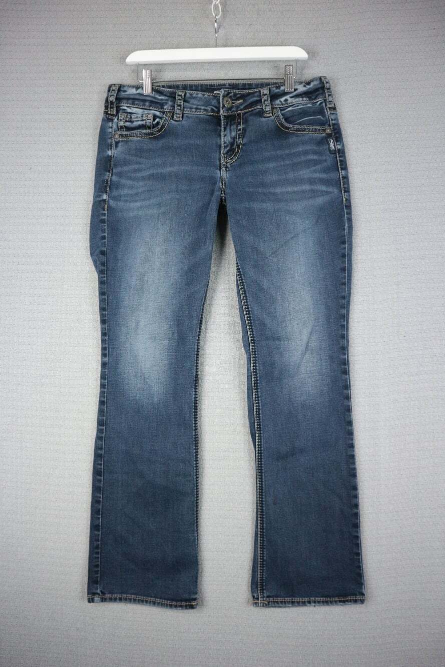 Silver Jeans Co. Denim Jeans Medium Wash Embroidered Elyse Mid Slim Boot 30x31